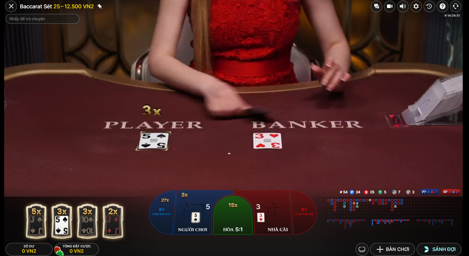 Luật chơi Baccarat Sét tại BK8