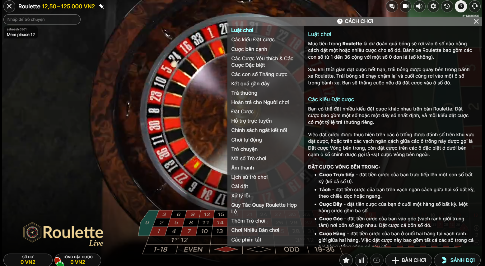 Các dạng cược và ký hiệu trong Roulette
